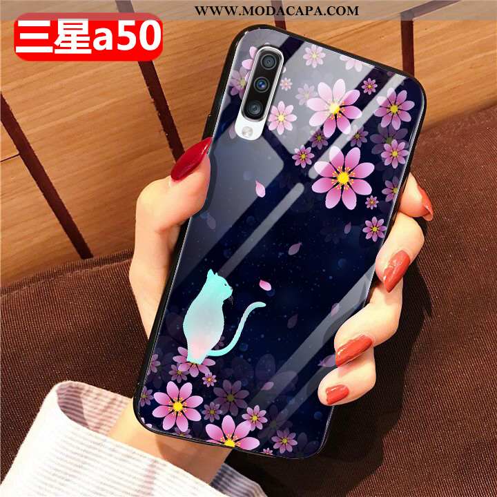 Capa Samsung Galaxy A50 Soft Minimalista Completa Vidro Moda Preto Cases Barato