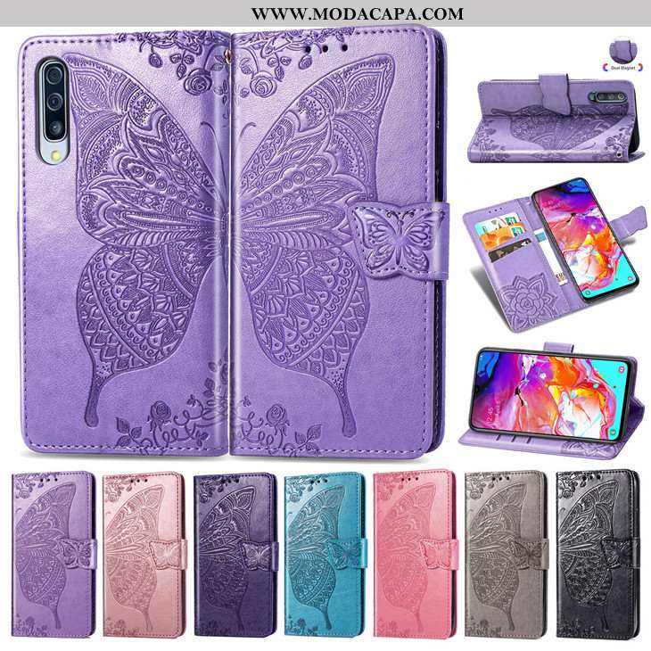 Capa Samsung Galaxy A50s Protetoras Cover Couro Cinza Telemóvel Antiqueda Cases Baratos