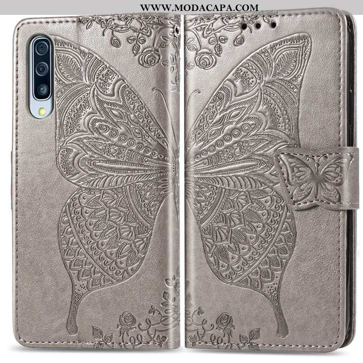 Capa Samsung Galaxy A50s Protetoras Cover Couro Cinza Telemóvel Antiqueda Cases Baratos