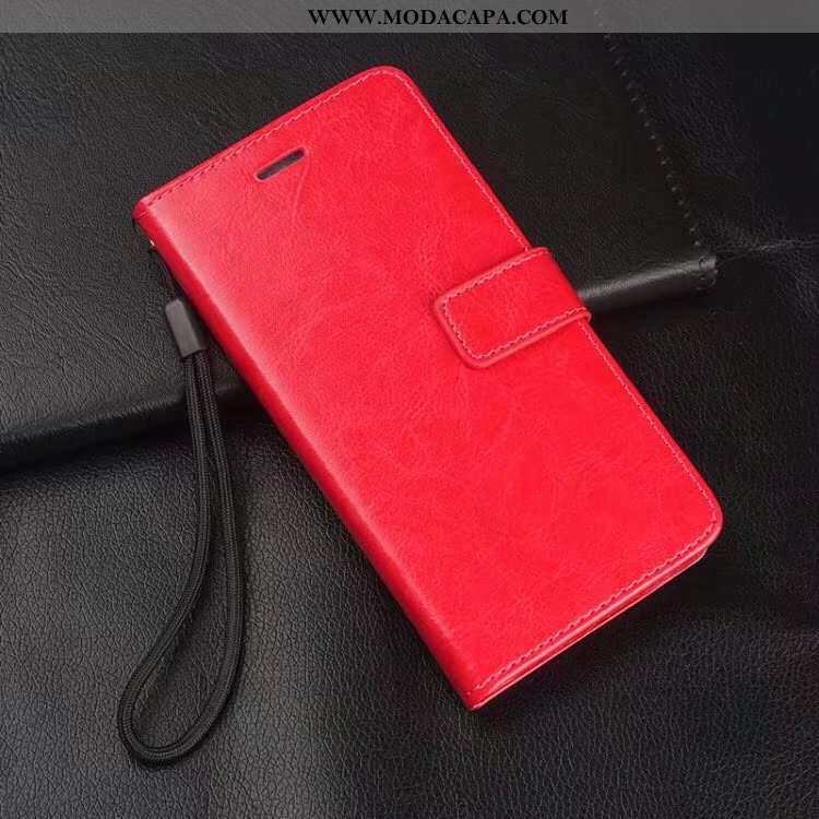 Capas Samsung Galaxy A50s Protetoras Telemóvel Aço Cases Couro Genuíno Vermelho Barato