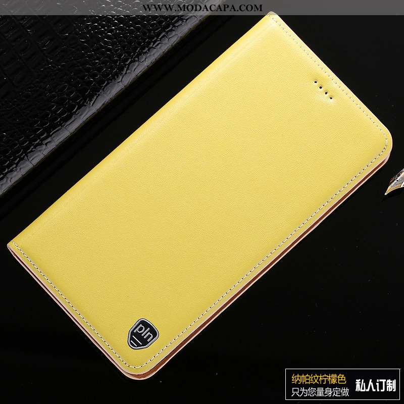 Capa Samsung Galaxy A60 Couro Legitimo Capas Amarelo Telemóvel Cases Couro Baratos