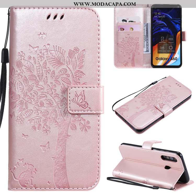 Capas Samsung Galaxy A60 Protetoras Cover Couro Cases Telemóvel Cinza Venda