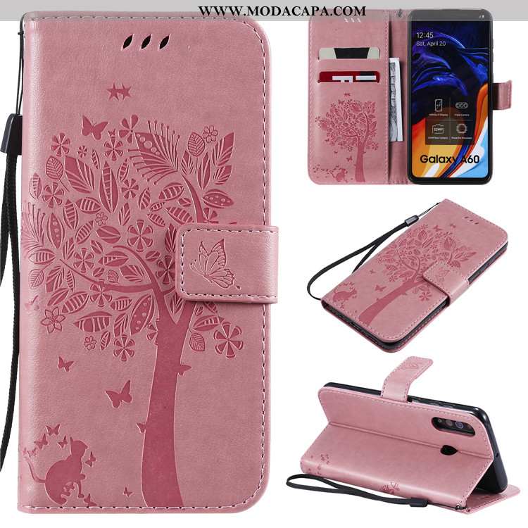 Capas Samsung Galaxy A60 Protetoras Cover Couro Cases Telemóvel Cinza Venda