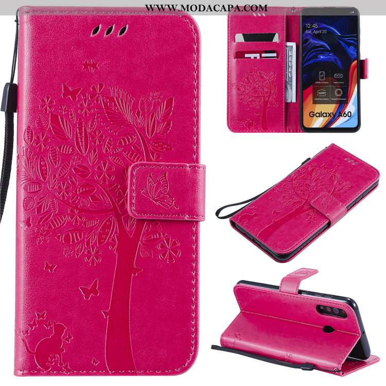 Capas Samsung Galaxy A60 Protetoras Cover Couro Cases Telemóvel Cinza Venda