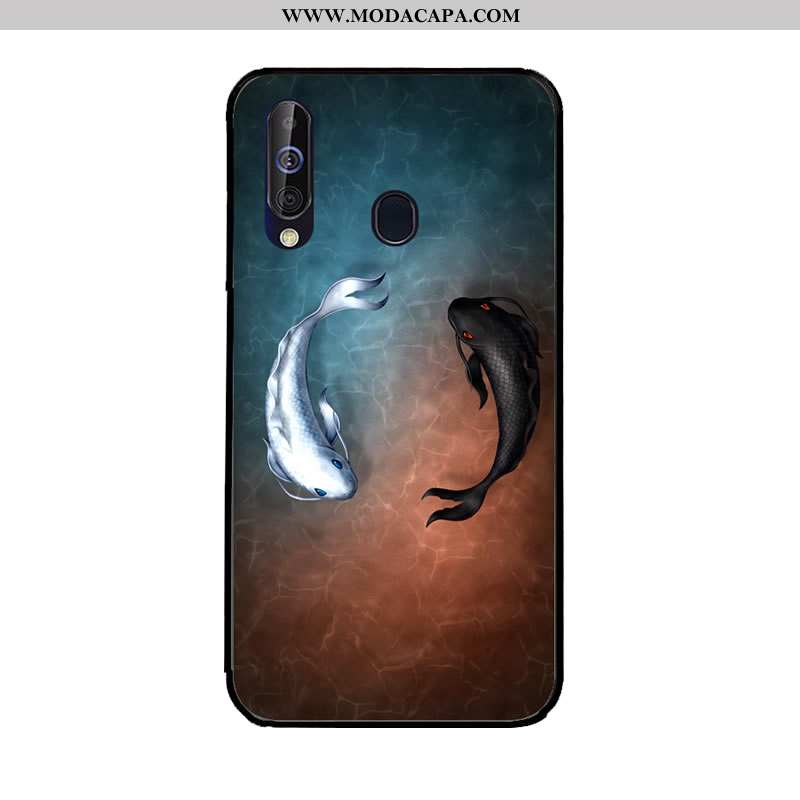 Capa Samsung Galaxy A60 Protetoras Antiqueda Pintado Personalizadas Cases Capas Azul Escuro Promoção