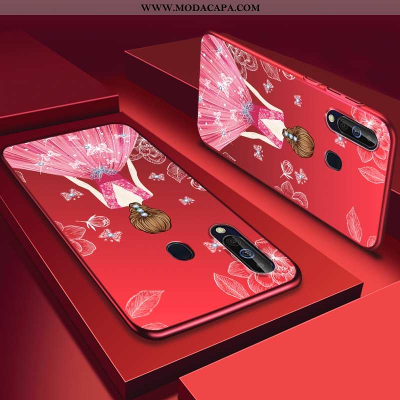 Capas Samsung Galaxy A60 Estilosas Cases Tampa Protetoras Plastico Resistente Vermelho Baratos