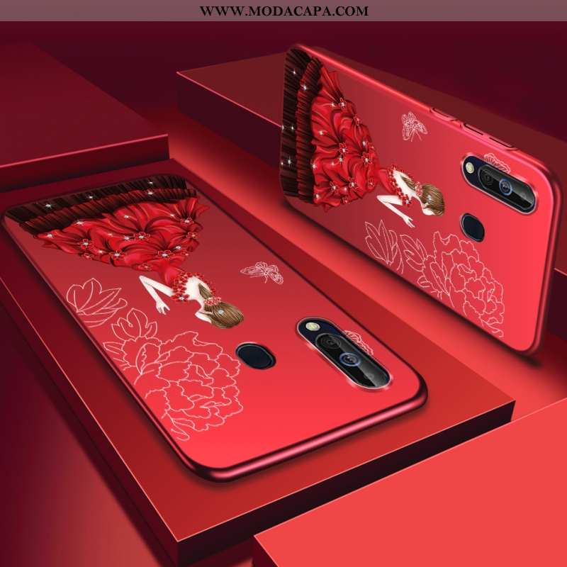 Capas Samsung Galaxy A60 Estilosas Cases Tampa Protetoras Plastico Resistente Vermelho Baratos