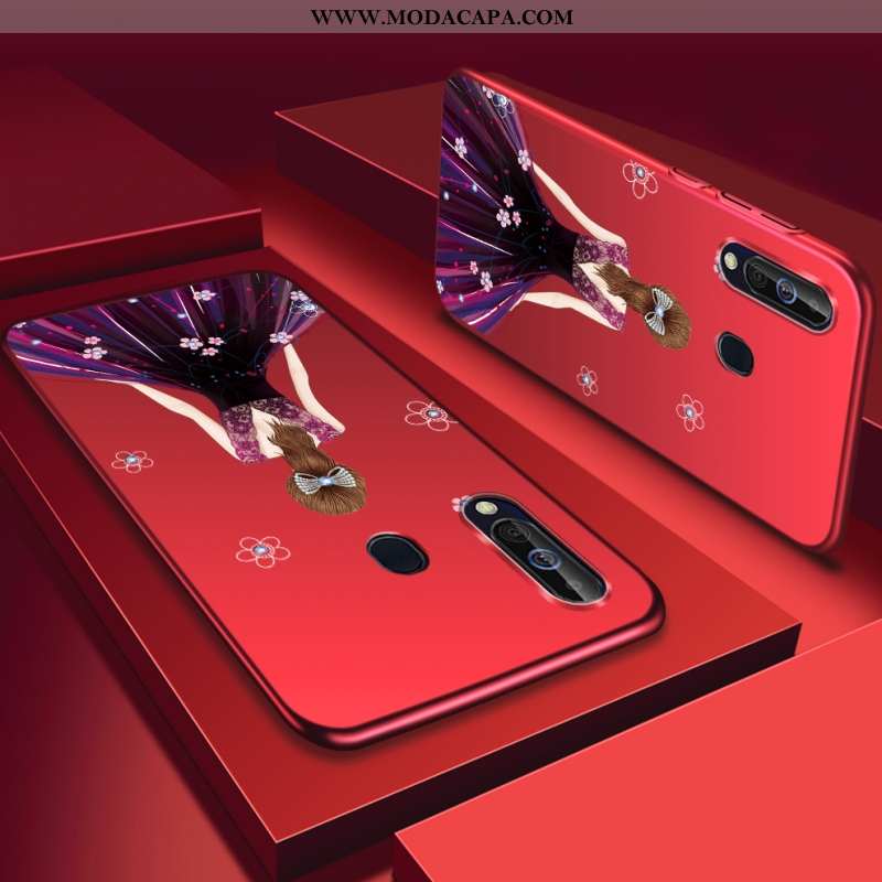 Capas Samsung Galaxy A60 Estilosas Cases Tampa Protetoras Plastico Resistente Vermelho Baratos