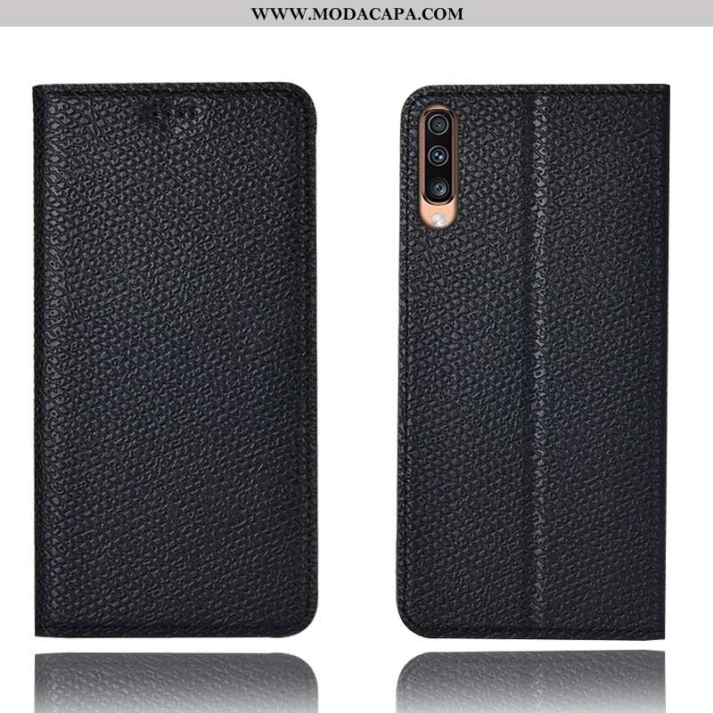Capa Samsung Galaxy A70s Couro Genuíno Telemóvel Cases Protetoras Cover Malha Preto Online