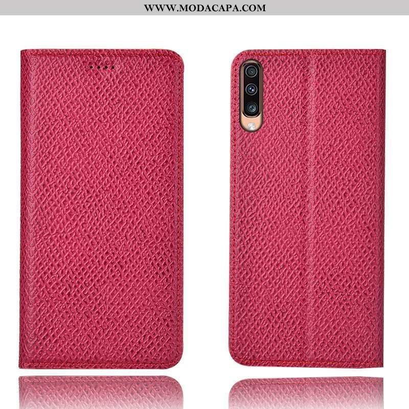 Capa Samsung Galaxy A70s Couro Genuíno Telemóvel Cases Protetoras Cover Malha Preto Online