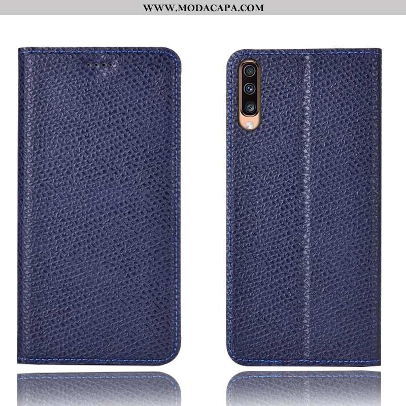 Capa Samsung Galaxy A70s Couro Genuíno Telemóvel Cases Protetoras Cover Malha Preto Online