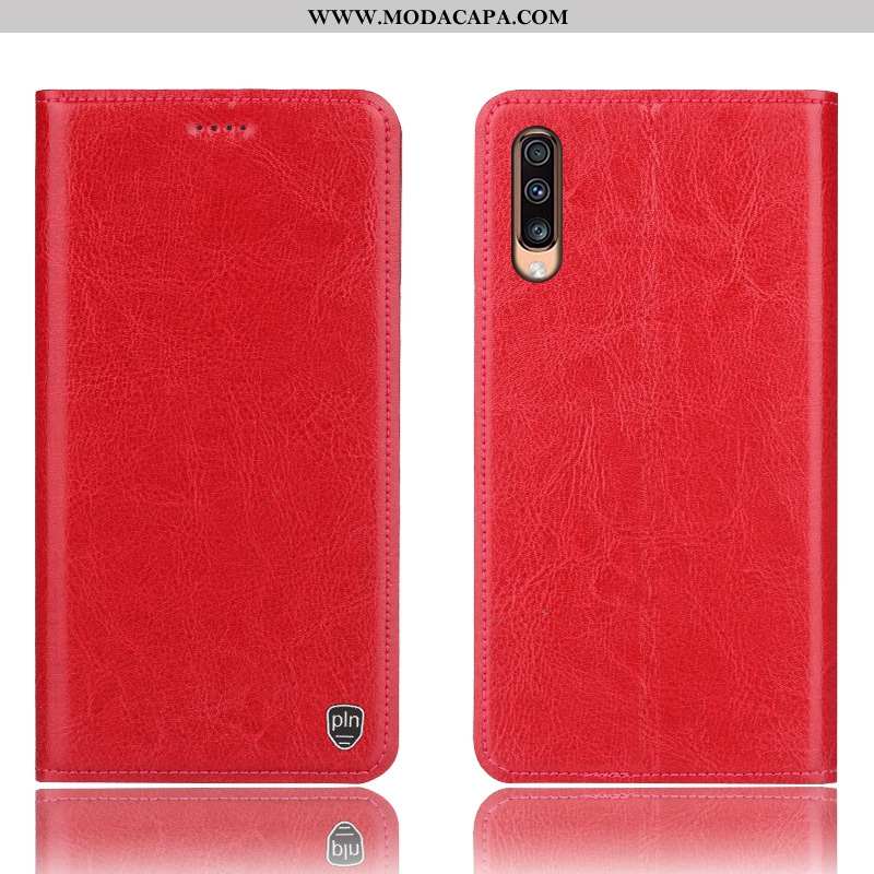 Capa Samsung Galaxy A70s Couro Legitimo Cover Antiqueda Protetoras Capas Telemóvel Cinza Venda