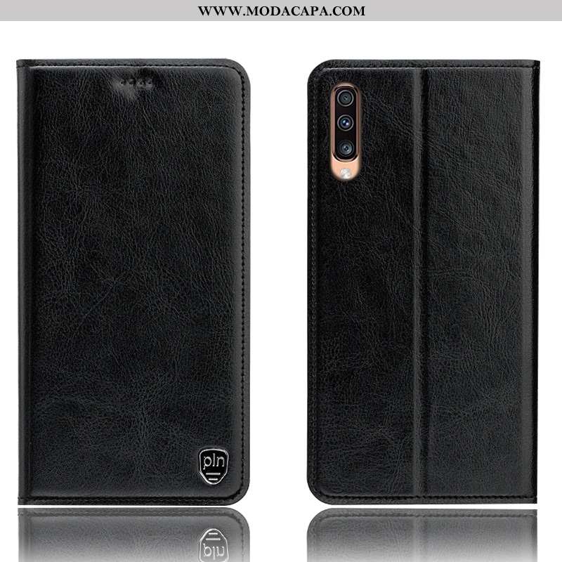 Capa Samsung Galaxy A70s Couro Legitimo Cover Antiqueda Protetoras Capas Telemóvel Cinza Venda