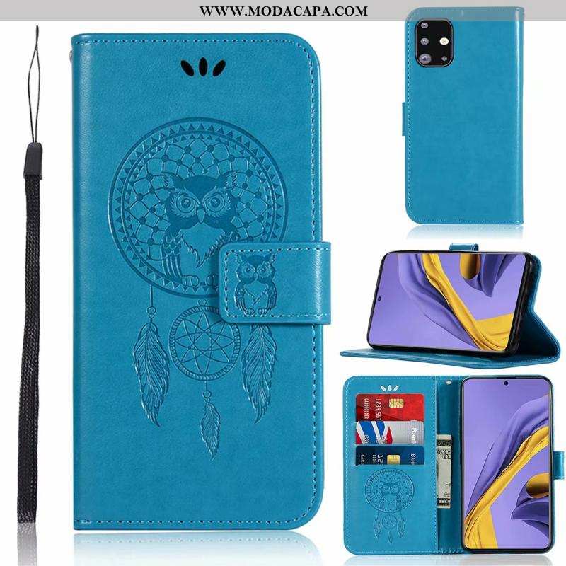 Capas Samsung Galaxy A71 Couro Telemóvel Minimalista Tampa Azul Cover Online