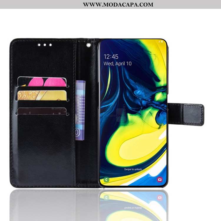 Capas Samsung Galaxy A80 Carteira Cover Couro Telemóvel Cases Nova Barato
