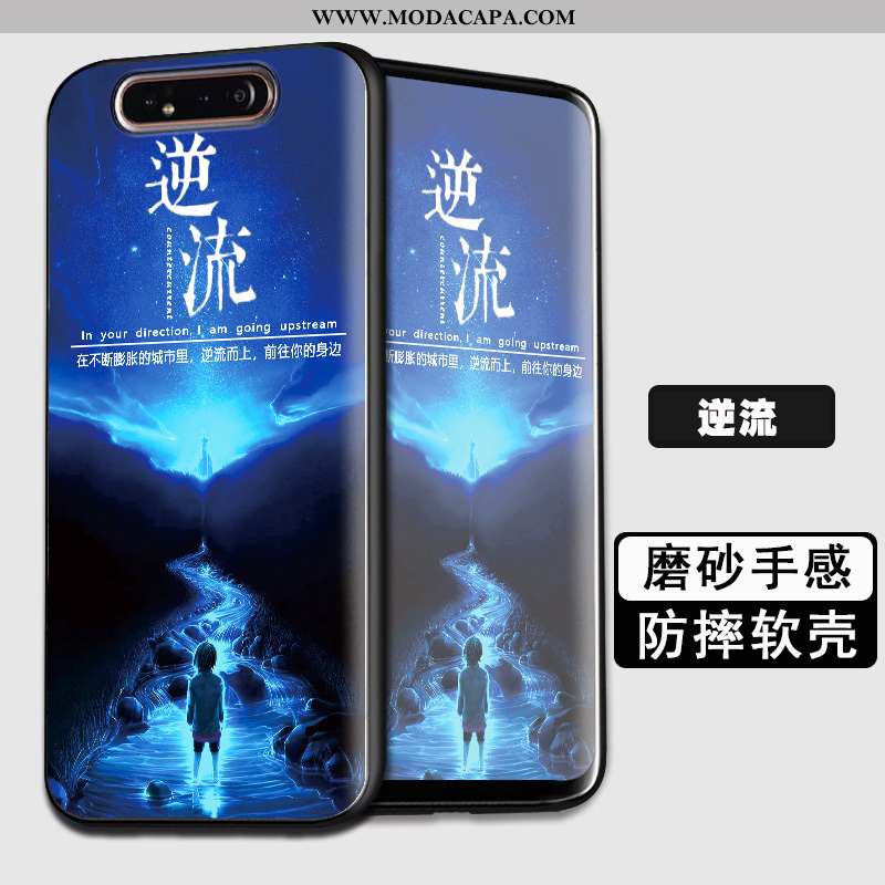 Capas Samsung Galaxy A80 Tendencia Azul Escuro Completa Silicone Cases Telemóvel Soft Promoção