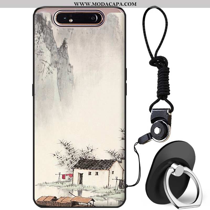 Capa Samsung Galaxy A80 Silicone Protetoras Desenho Animado Antiqueda Cases Branco Telemóvel Barato