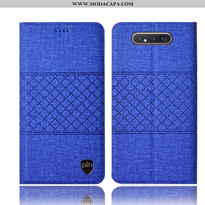 Capa Samsung Galaxy A80 Linho Capas Completa Antiqueda Azul Protetoras Cases Barato