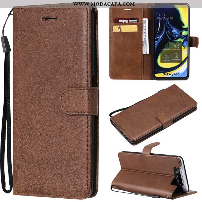 Capas Samsung Galaxy A80 Couro Cases Telemóvel Lisas Protetoras Antiqueda Venda