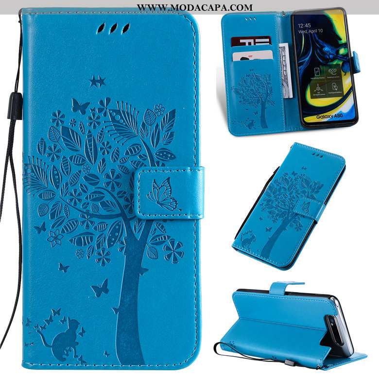 Capa Samsung Galaxy A80 Soft Completa Protetoras Couro Azul Catinet Capas Baratas