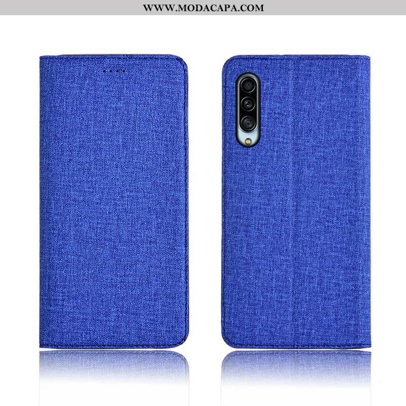 Capas Samsung Galaxy A90 5g Linho Antiqueda Completa Couro Silicone Azul Cover Baratas