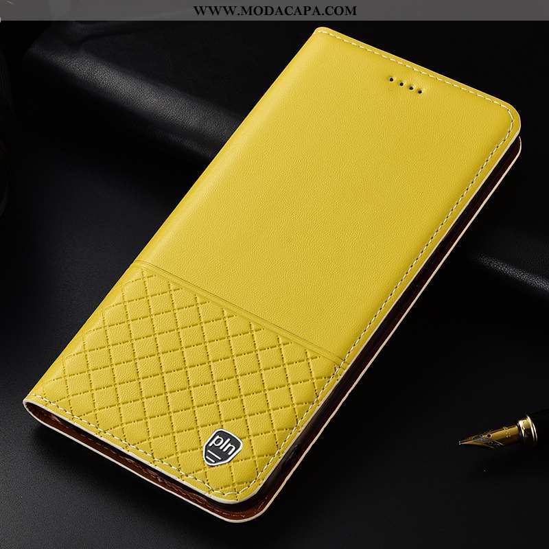 Capas Samsung Galaxy Note 10 Lite Couro Genuíno Antiqueda Amarelo Cases Protetoras Completa Baratos