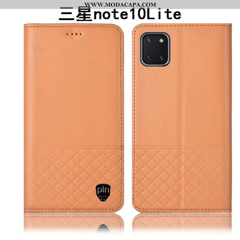 Capas Samsung Galaxy Note 10 Lite Couro Genuíno Antiqueda Amarelo Cases Protetoras Completa Baratos