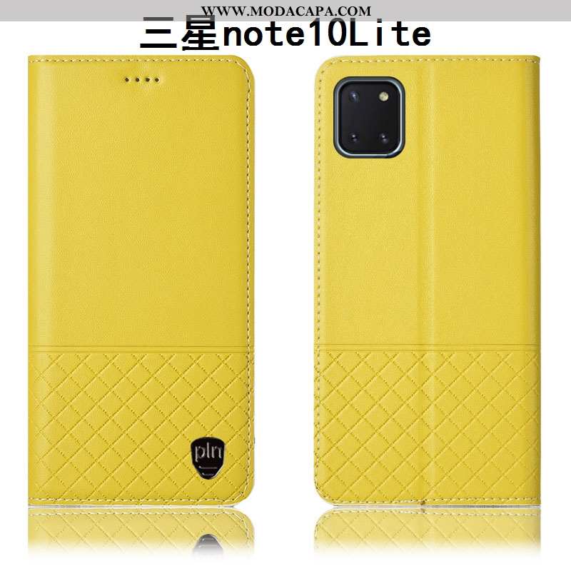 Capas Samsung Galaxy Note 10 Lite Couro Genuíno Antiqueda Amarelo Cases Protetoras Completa Baratos