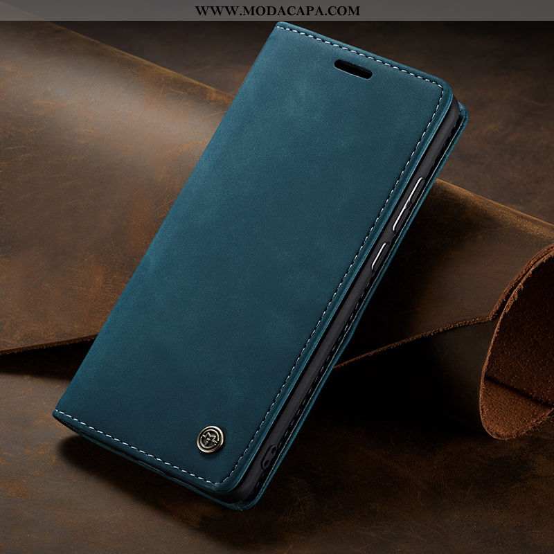 Capas Samsung Galaxy Note 10 Couro Protetoras Genuíno Tampa Cases Casaco Azul Escuro Lisas Promoção