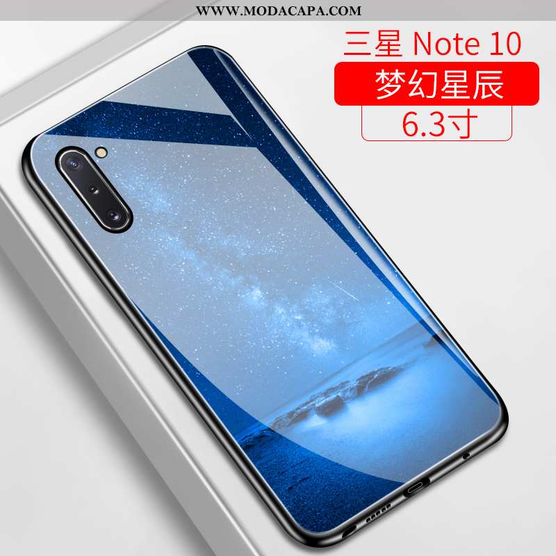 Capas Samsung Galaxy Note 10 Silicone Estrelado Azul Escuro Vidro Slim Tendencia Frente Baratos