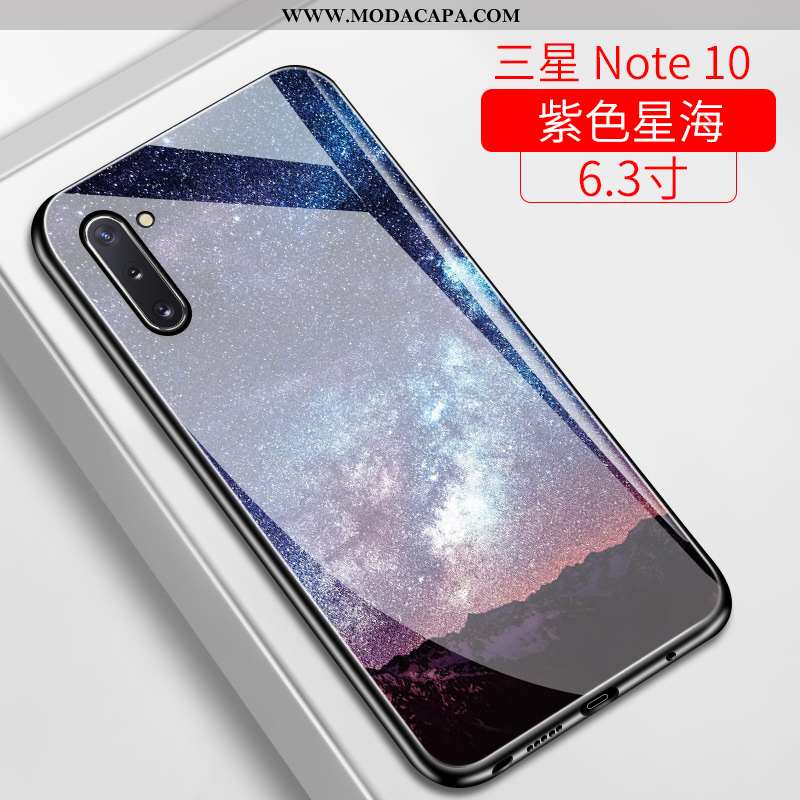 Capas Samsung Galaxy Note 10 Silicone Estrelado Azul Escuro Vidro Slim Tendencia Frente Baratos