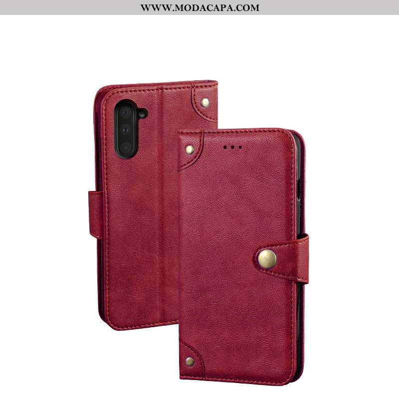 Capa Samsung Galaxy Note 10 Carteira Protetoras Vintage Couro Cor De Vinho Cover Cases Barato