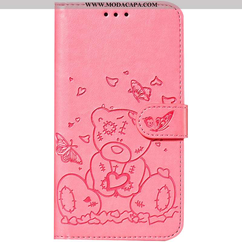 Capas Samsung Galaxy Note 10 Couro Telemóvel Antiqueda Rosa Completa Urso Telinha Venda