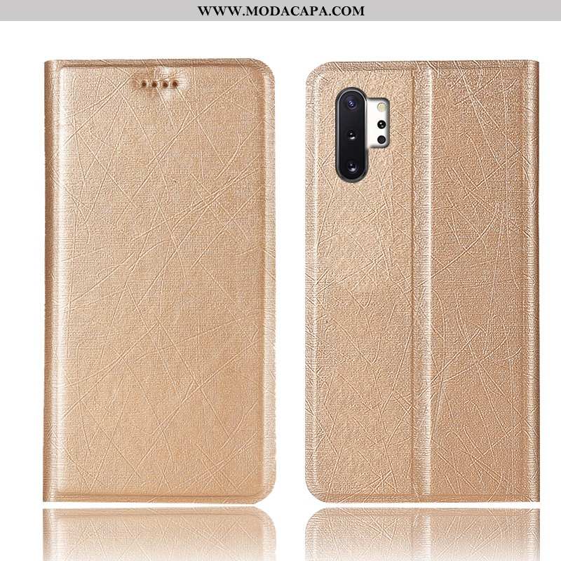 Capas Samsung Galaxy Note 10+ Protetoras Completa Telemóvel Cases Couro Dourada Medi Promoção