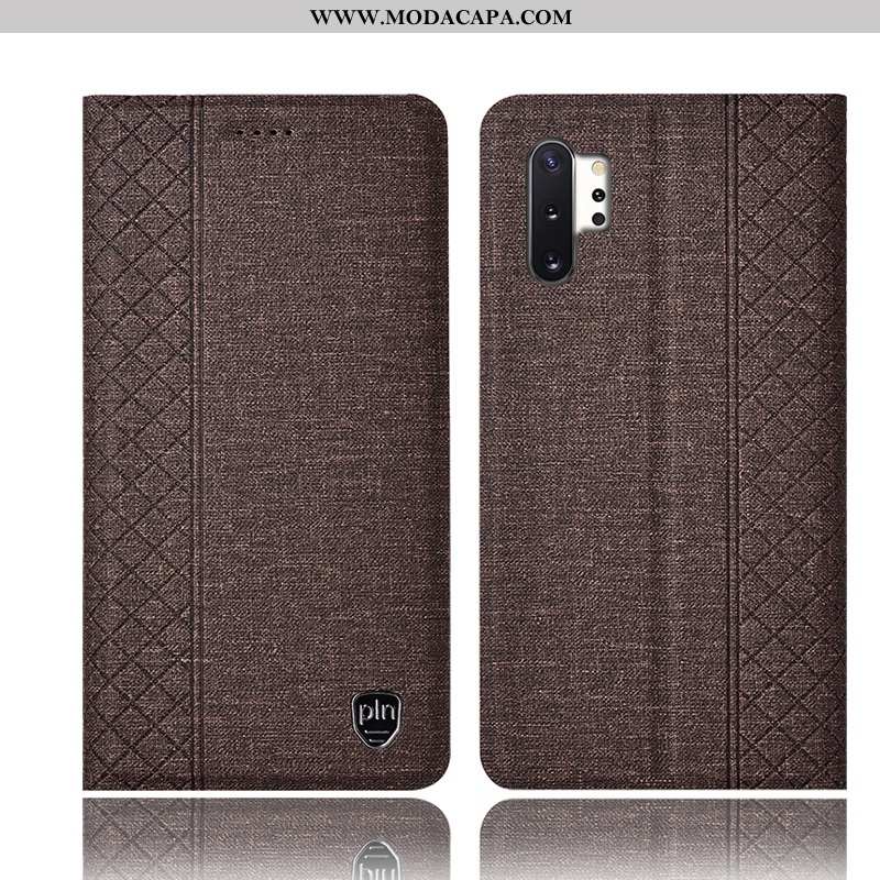 Capas Samsung Galaxy Note 10+ Couro Telemóvel Cases Linho Cover Protetoras Completa Venda