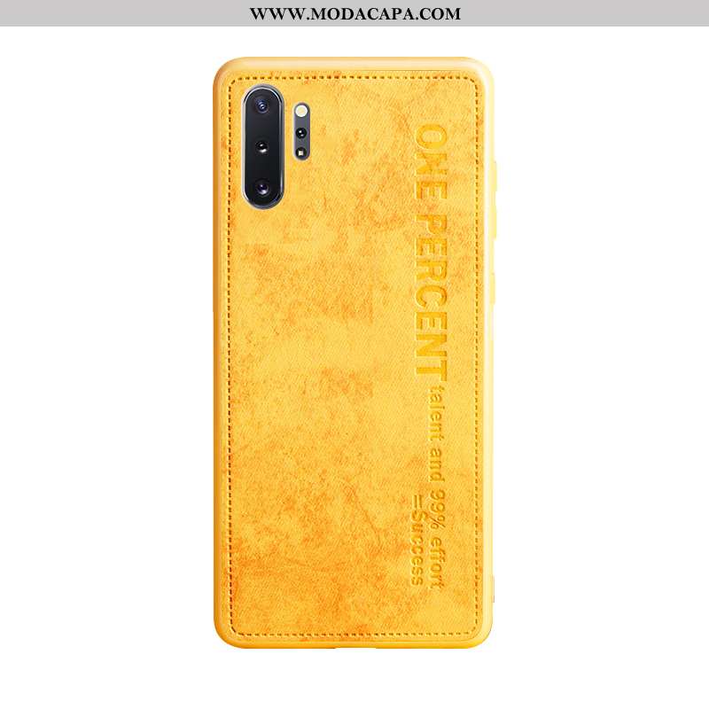 Capa Samsung Galaxy Note 10+ Couro Business Cases Amarela Super Luxo Slim Baratos