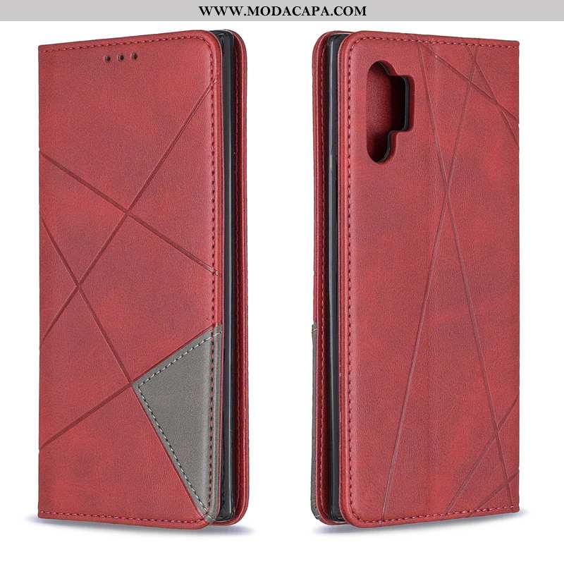 Capas Samsung Galaxy Note 10+ Couro Cinza Cover Telemóvel Protetoras Simples Cordao Baratos