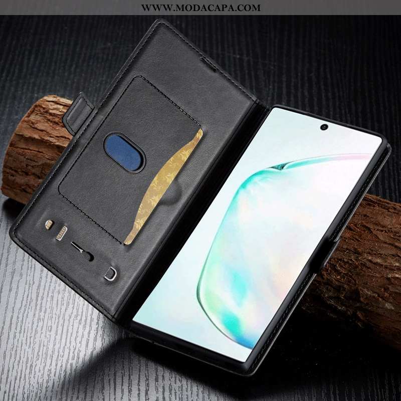 Capas Samsung Galaxy Note 10+ Couro Legitimo Telemóvel De Grau Marrom Cases Completa Barato