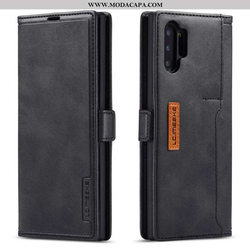 Capas Samsung Galaxy Note 10+ Couro Legitimo Telemóvel De Grau Marrom Cases Completa Barato