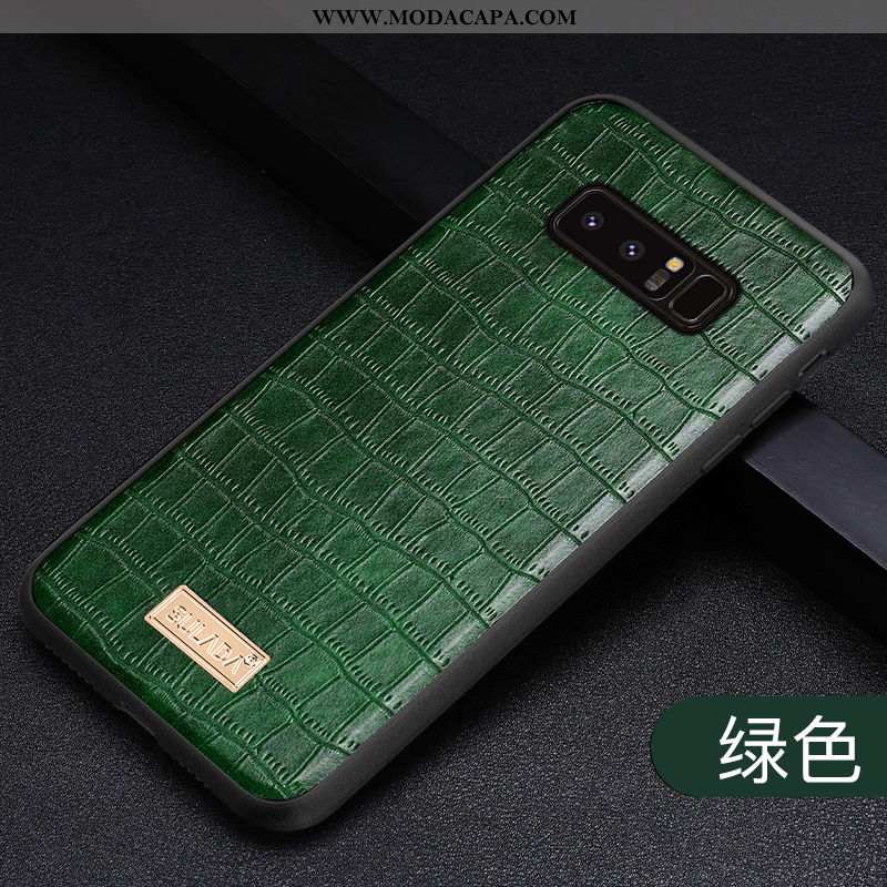 Capas Samsung Galaxy Note 8 Couro Legitimo Business Criativas Verde Protetoras Crocs Promoção