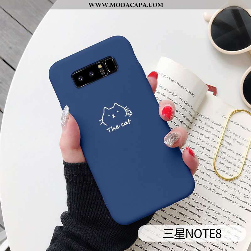 Capa Samsung Galaxy Note 8 Tendencia Antiqueda Completa Minimalista Cachorro Silicone Azul Online