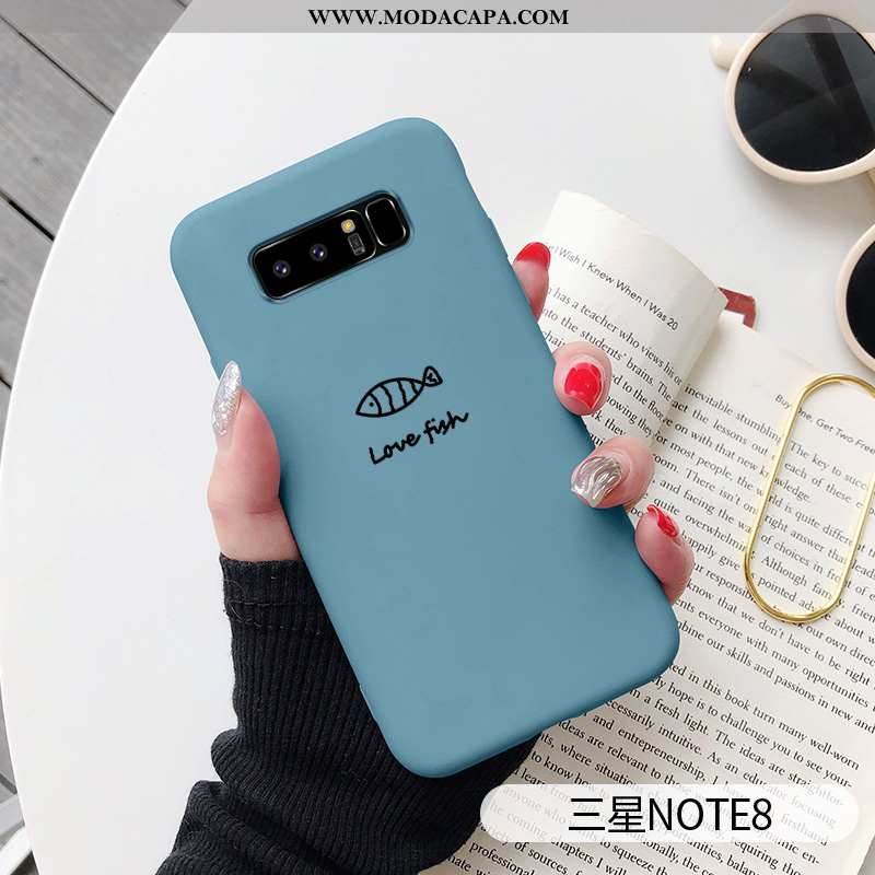 Capa Samsung Galaxy Note 8 Tendencia Antiqueda Completa Minimalista Cachorro Silicone Azul Online