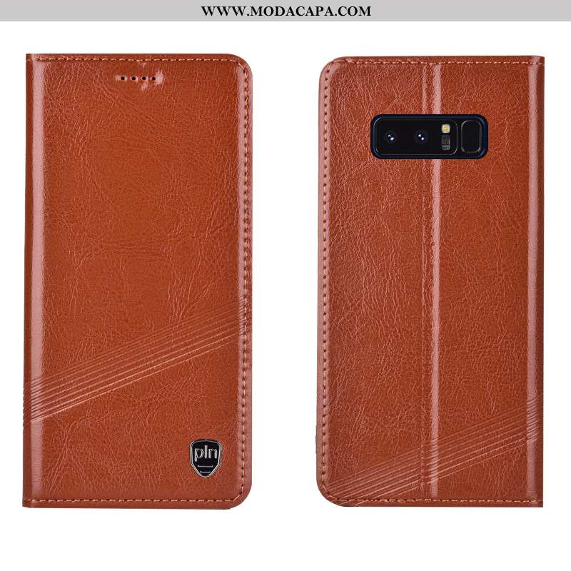 Capas Samsung Galaxy Note 8 Protetoras Telemóvel Cover Fio Antiqueda Couro Genuíno Vermelho Barato