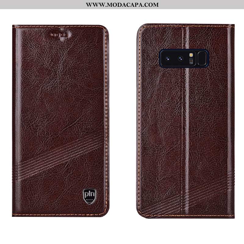 Capas Samsung Galaxy Note 8 Protetoras Telemóvel Cover Fio Antiqueda Couro Genuíno Vermelho Barato