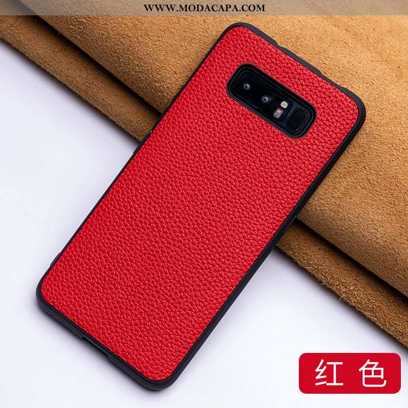 Capa Samsung Galaxy Note 8 Luxo Super Couro Customizadas Vermelho Protetoras Couro Barato