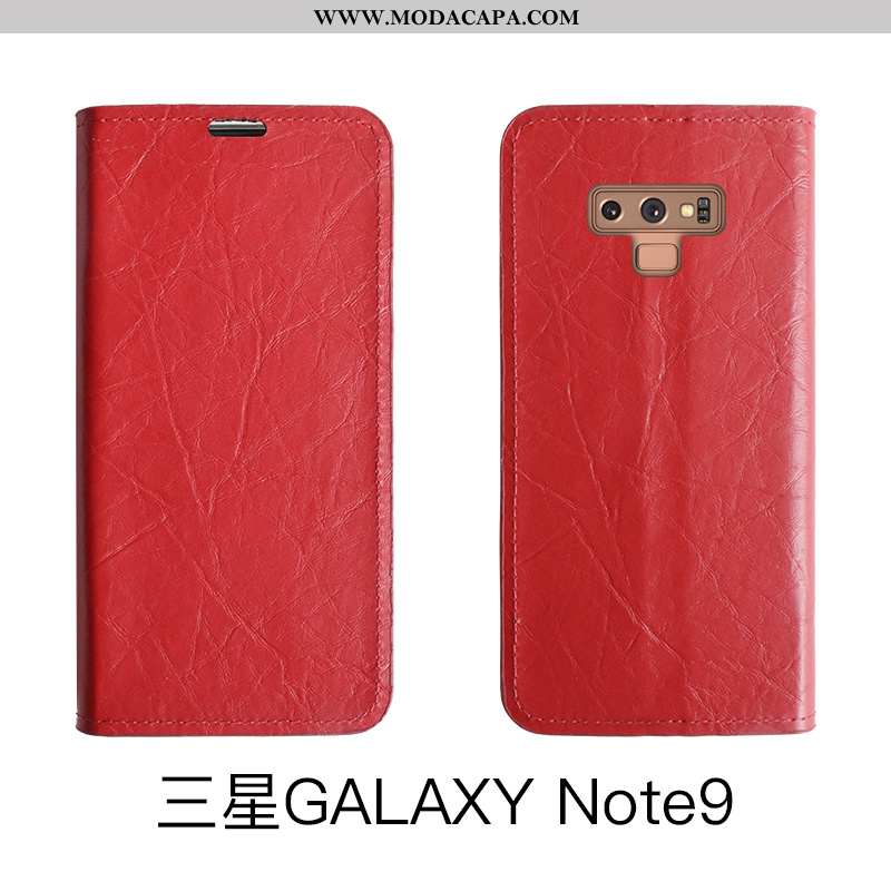 Capas Samsung Galaxy Note 9 Protetoras Completa Telemóvel Vermelho Minimalista Cases Couro Promoção