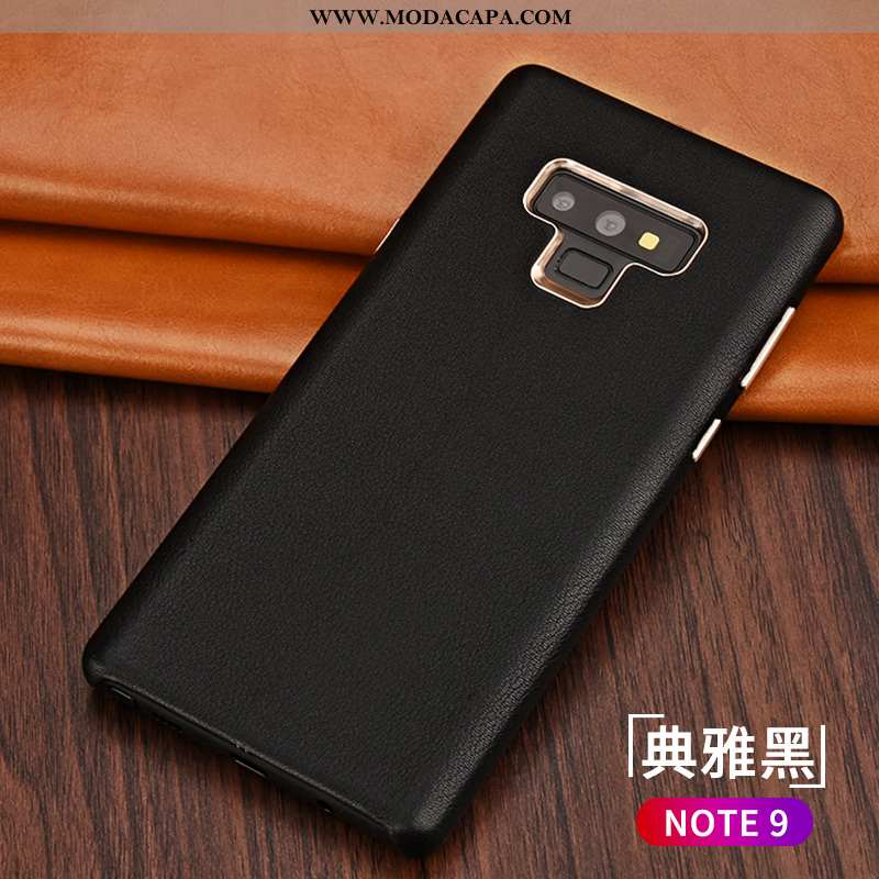 Capas Samsung Galaxy Note 9 Couro De Grau Malha Preto Tendencia Slim Telemóvel Baratas