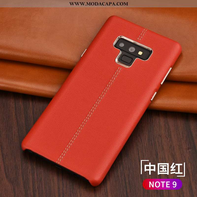 Capas Samsung Galaxy Note 9 Couro De Grau Malha Preto Tendencia Slim Telemóvel Baratas