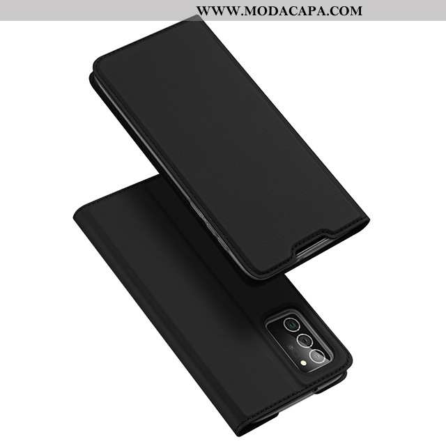 Capas Samsung Galaxy Note20 Couro Cases Cover Preto Telemóvel Antiqueda Promoção