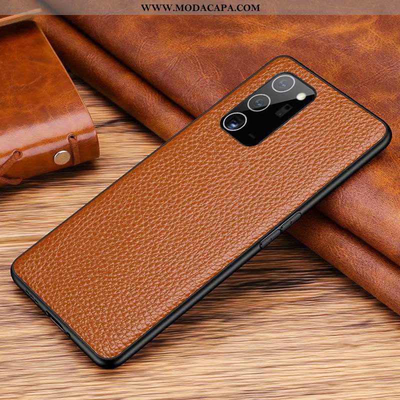 Capa Samsung Galaxy Note20 Couro Marrom Genuíno Capas Traseira Telemóvel Completa Baratas